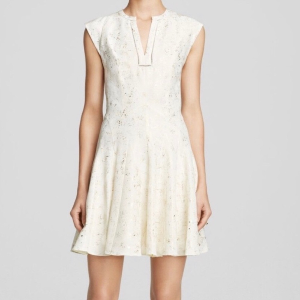 Rebecca Taylor l White Dress with RoseGold Flecks